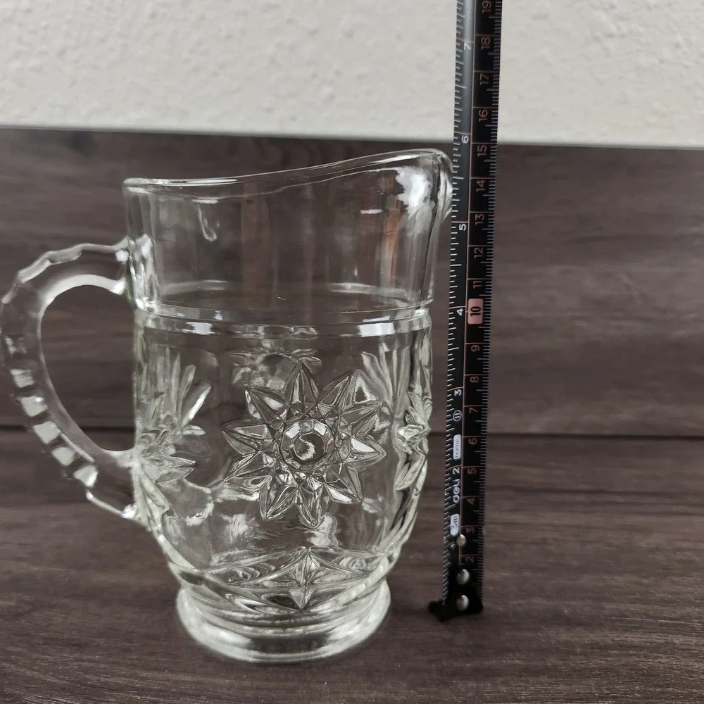 Vintage Anchor Hocking Pint Pitcher Starburst Star of David 5.5''